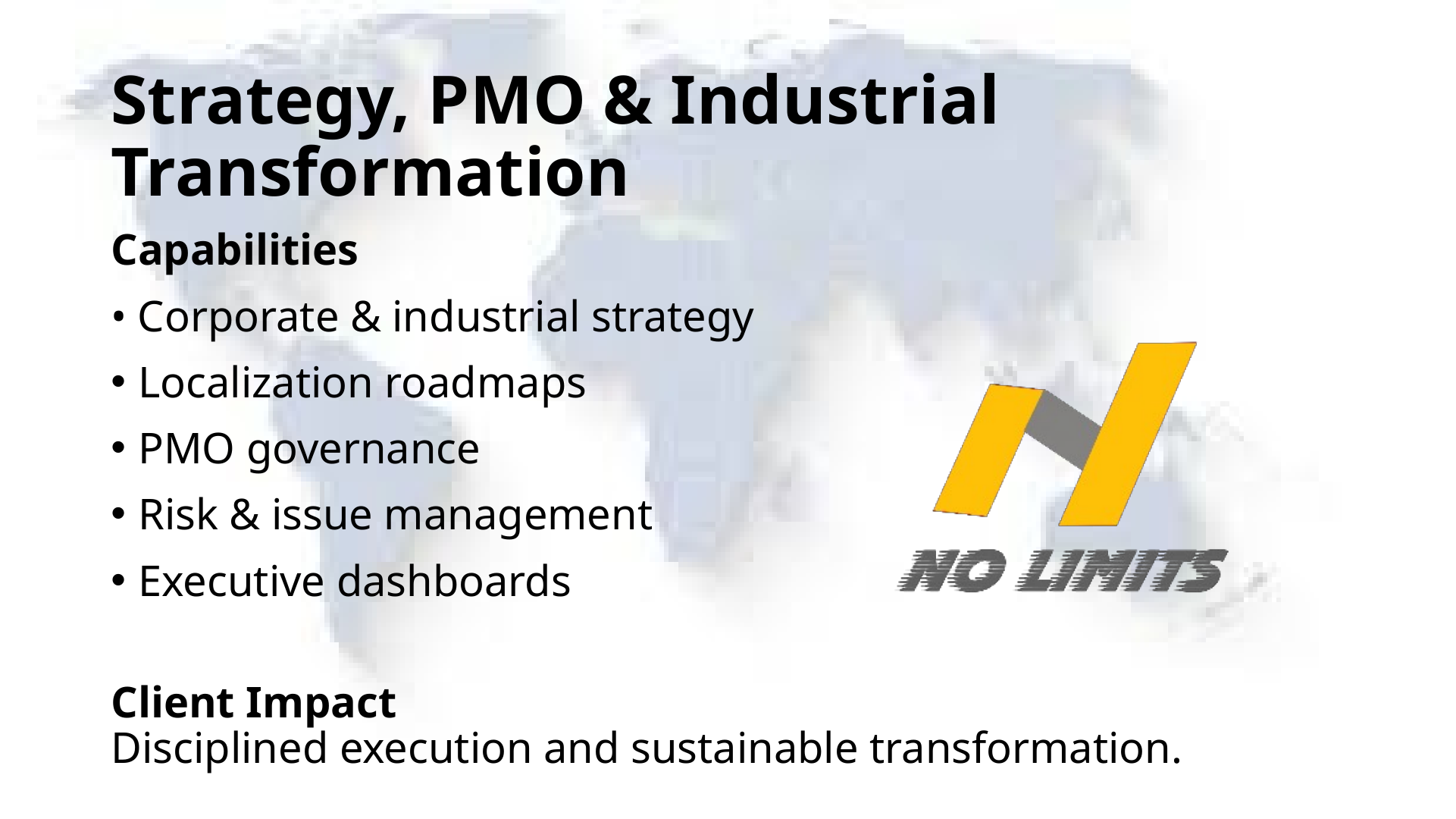 Strategy, PMO & Industrial Transformation slide preview